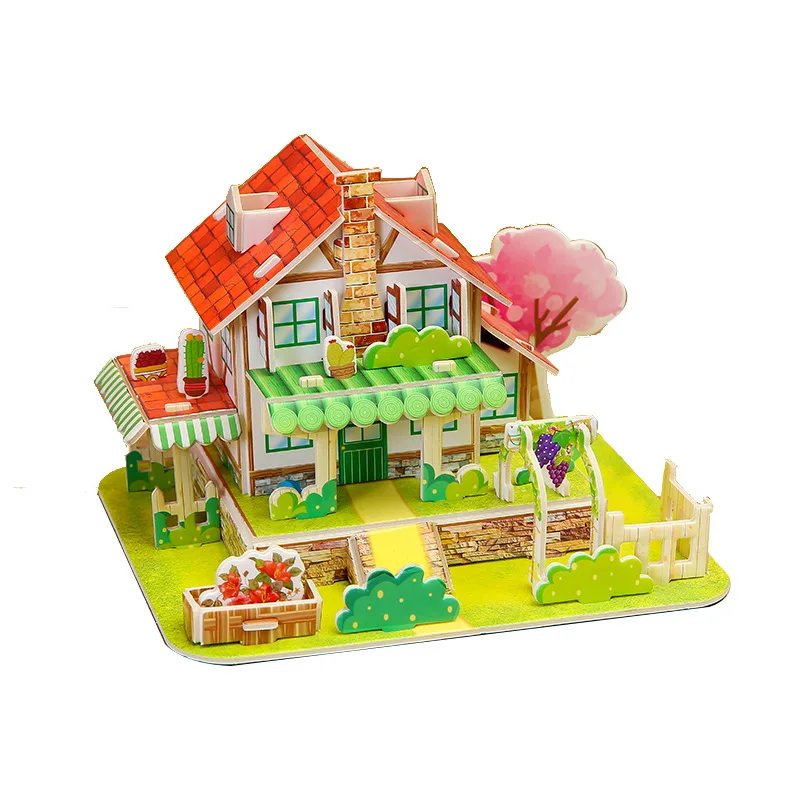 Rompecabezas 3D Casa Villa – Puzzle infantil de cartón para niños - imagen 5