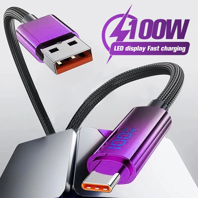 USB & USB C Fast Digital display USB C Quick Charging Cable Data Wire Cord For iPhone 17 16 for Samsung for Xiaomi for Huawei
