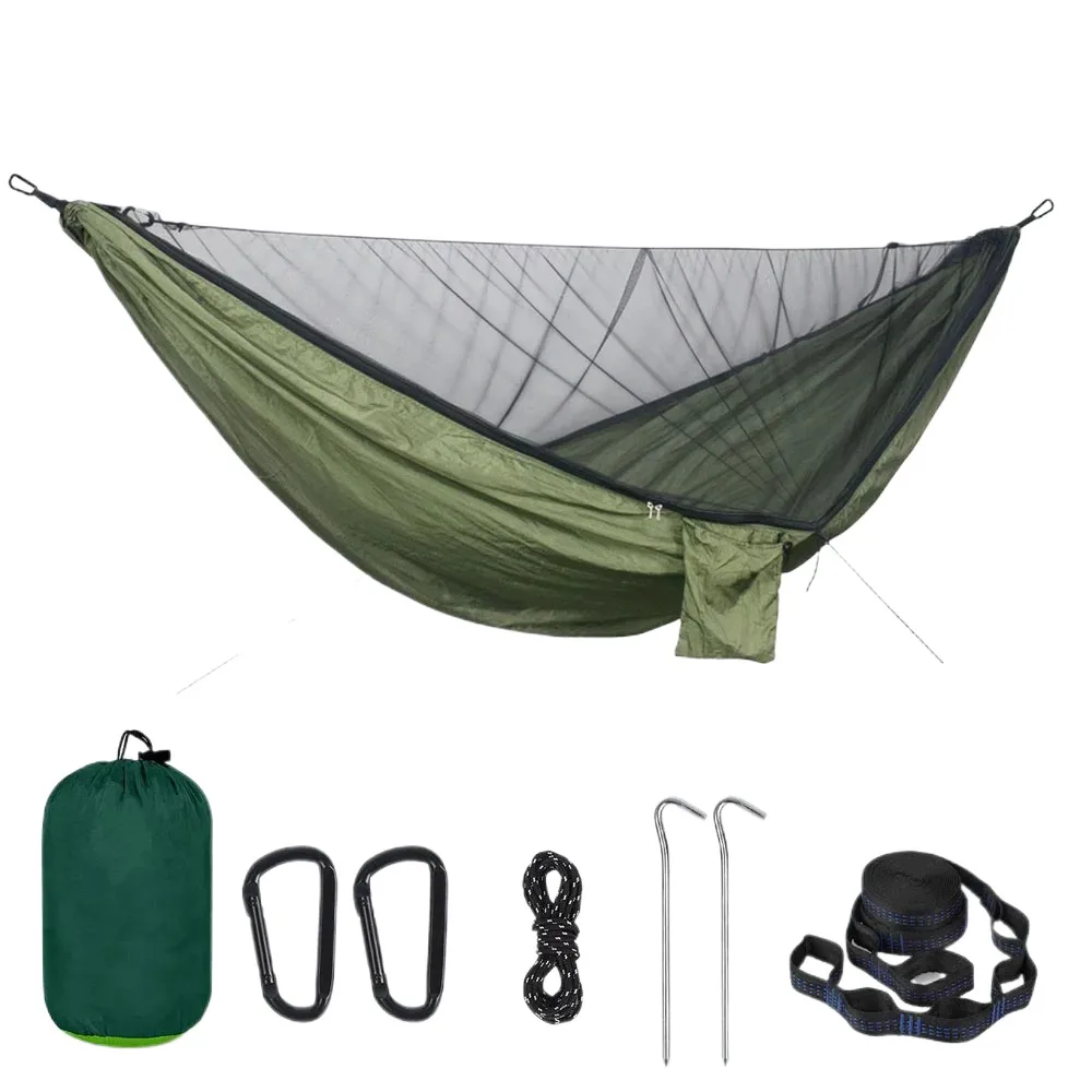 Portable Quick Setup 290*140cm Travel Outdoor Camping Hammock Hanging Sleeping Swing Bed with Mosquito Net