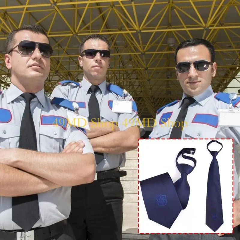 49MD Professional Security Guard Tie With Clip Polyester Comfortable Wear For Men Quick Adjust Design for Formal Work Uniform