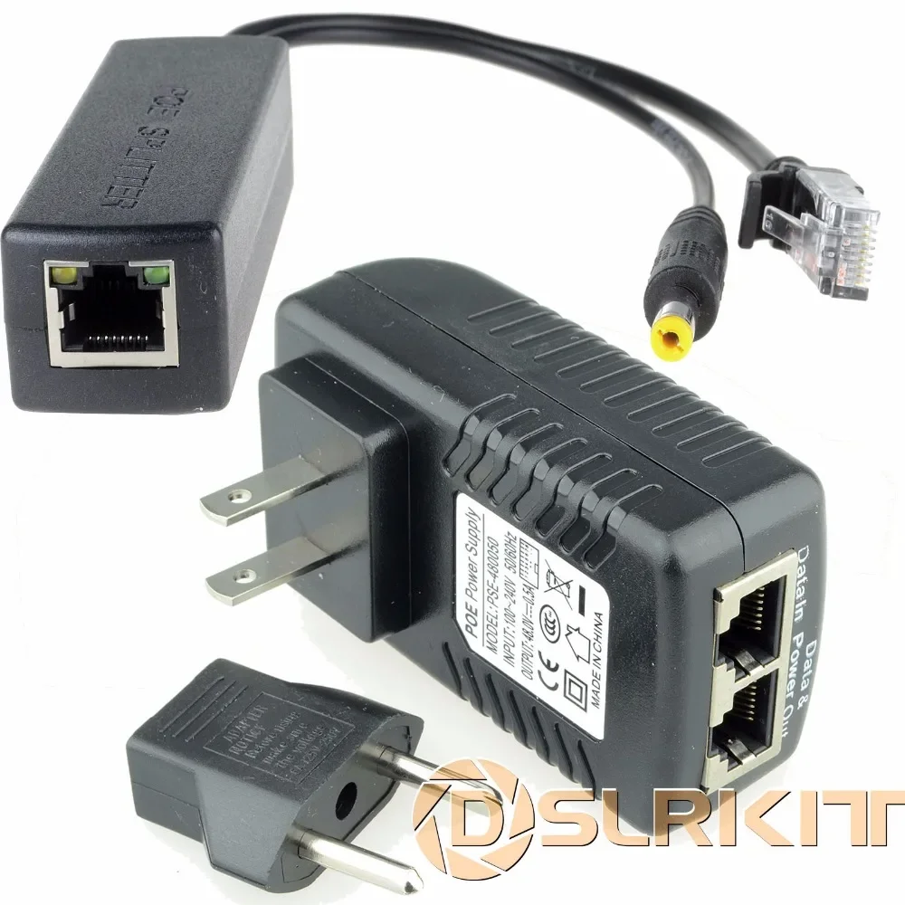DSLRKIT Power Over Ethernet Kit PoE(48V Injector+ 12V Active Splitter) for IP camera AP