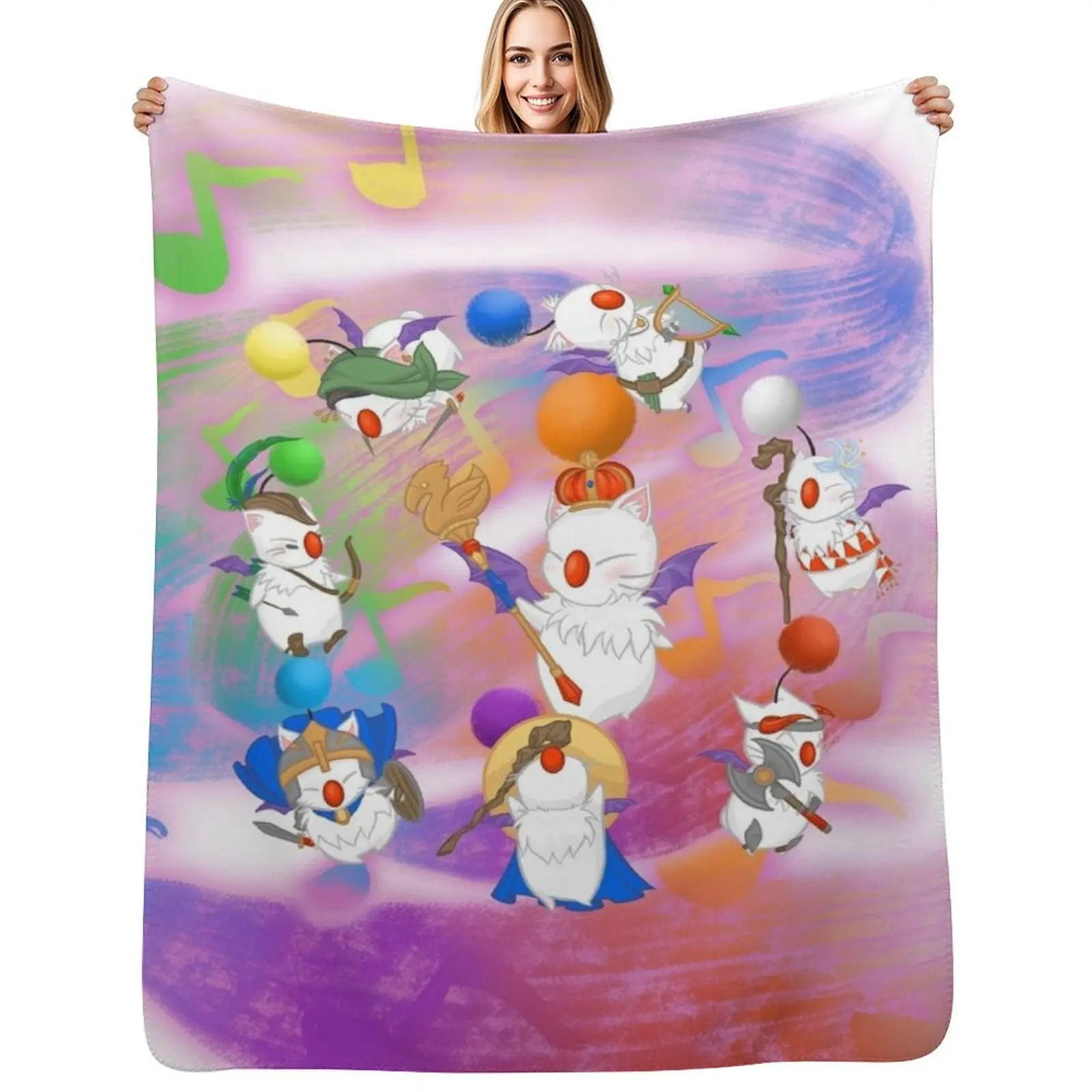 Thornmarch Extreme - Good King Moogle Mog XII from FF14 Original Art Throw Blanket Summer Camping Hair Hairy wednesday Blankets