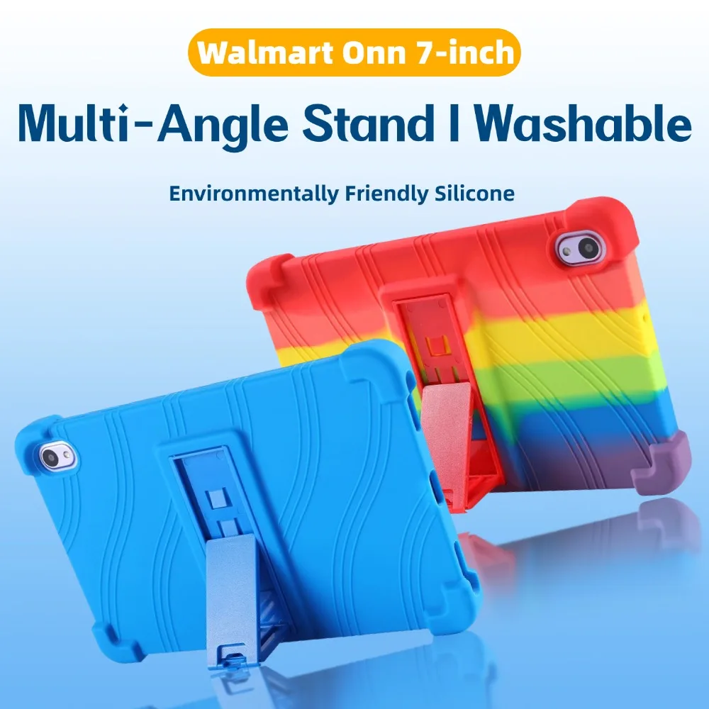 

Walmart Onn 7-дюймовый чехол для планшета Gen 4 2024 100135924 Защитный чехол Удобный для детей силиконовый регулируемый чехол