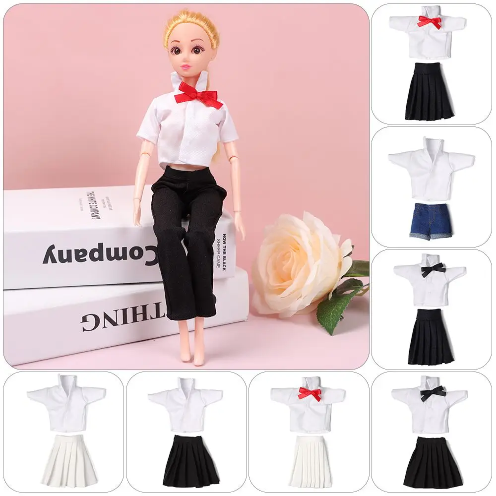 Gift Toys Doll Accessories Handmade Dressing Clothes Mini T-shirt Navy Style Clothes Tops Casual Skirts