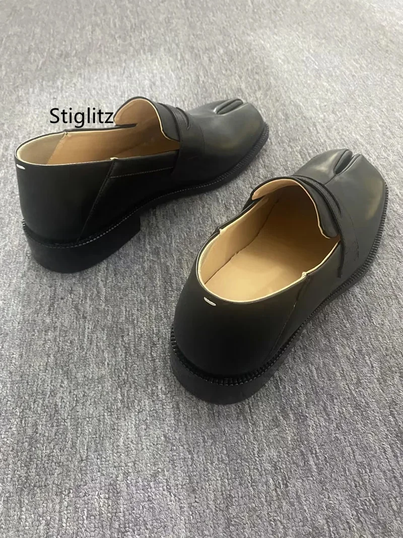 Tabi Split Toe Schuhe für Männer schwarz Echt leder Herren Slipper Cattle hide Slip on Kleid Schuhe Büro Casual Business Schuhe