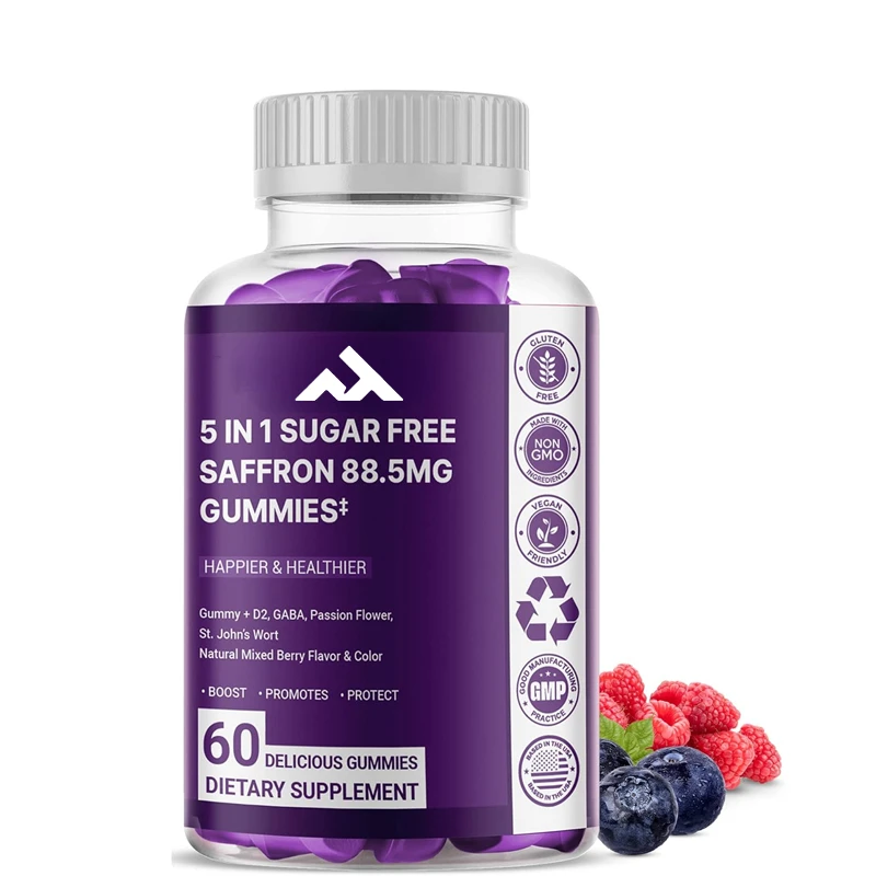

High Quality Saffron Extract 88.5mg Gummies - Eye Support, Enhanced Energy and Heart Health Non GMO - Gluten Free -60 Gummies