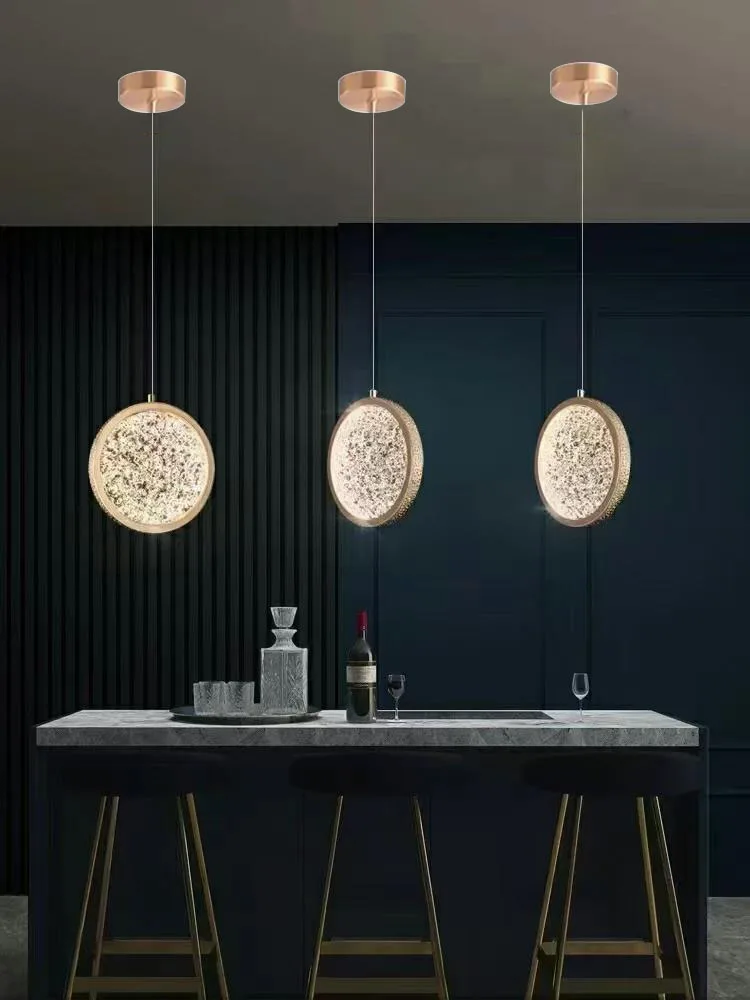 

Modern Restaurant LED Round Pendant LightsHome Decor Dining table kitchen island Dining Gold Luminaire Bedside Hanging Lamp