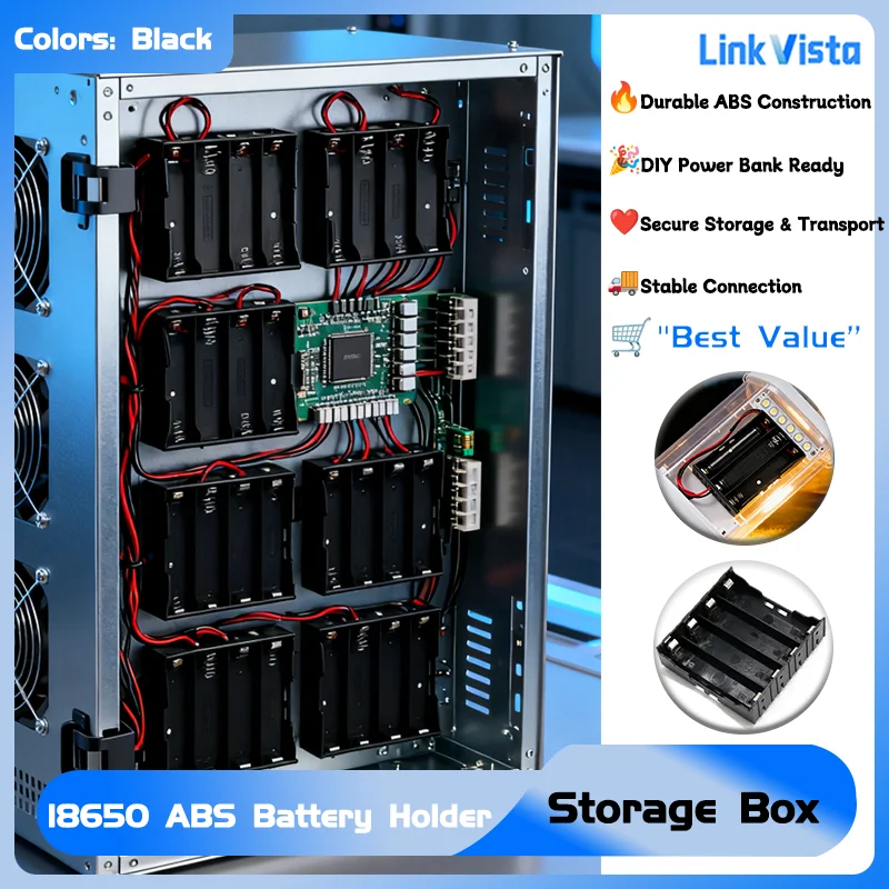 

DIY Power Bank Shell for 18650 Batteries, ABS Hard Protective Holder Case with 1 2 3 4 Slots, Secure Storage Box for 1x-4x Cells