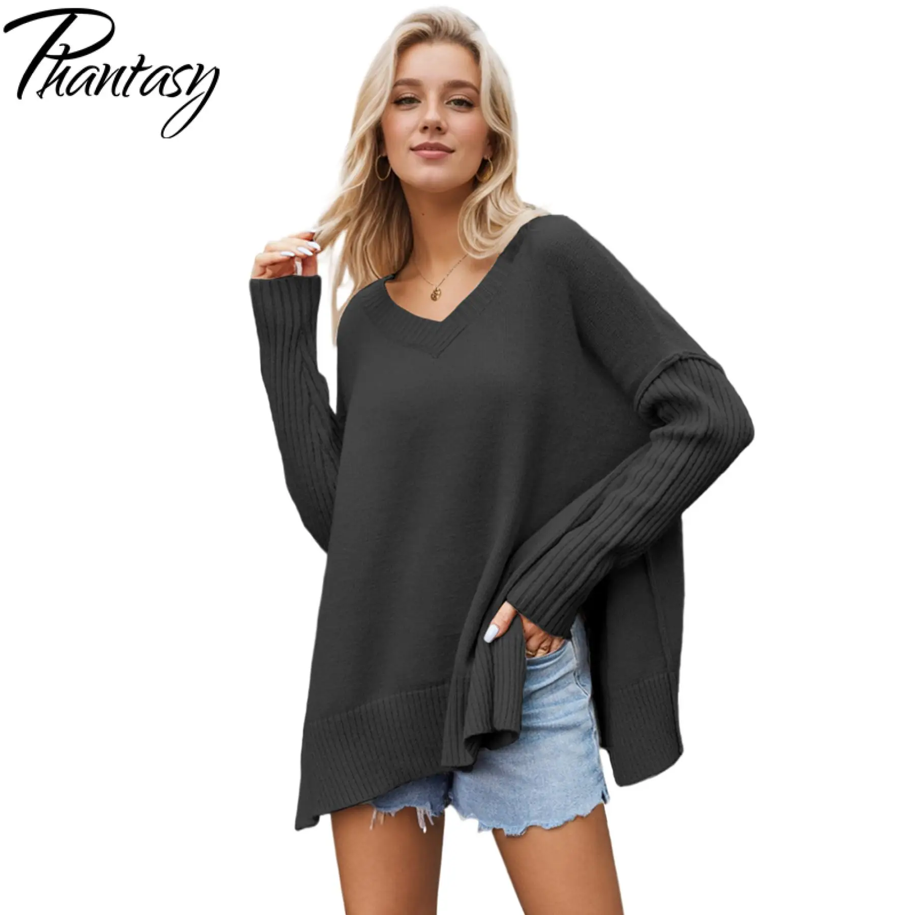 Phantasy Women Sweater Knitted Pullover Tops Women O Neck Long Sleeves Warm Loose Sweater Autumn Lady Commuting Street Jumpers