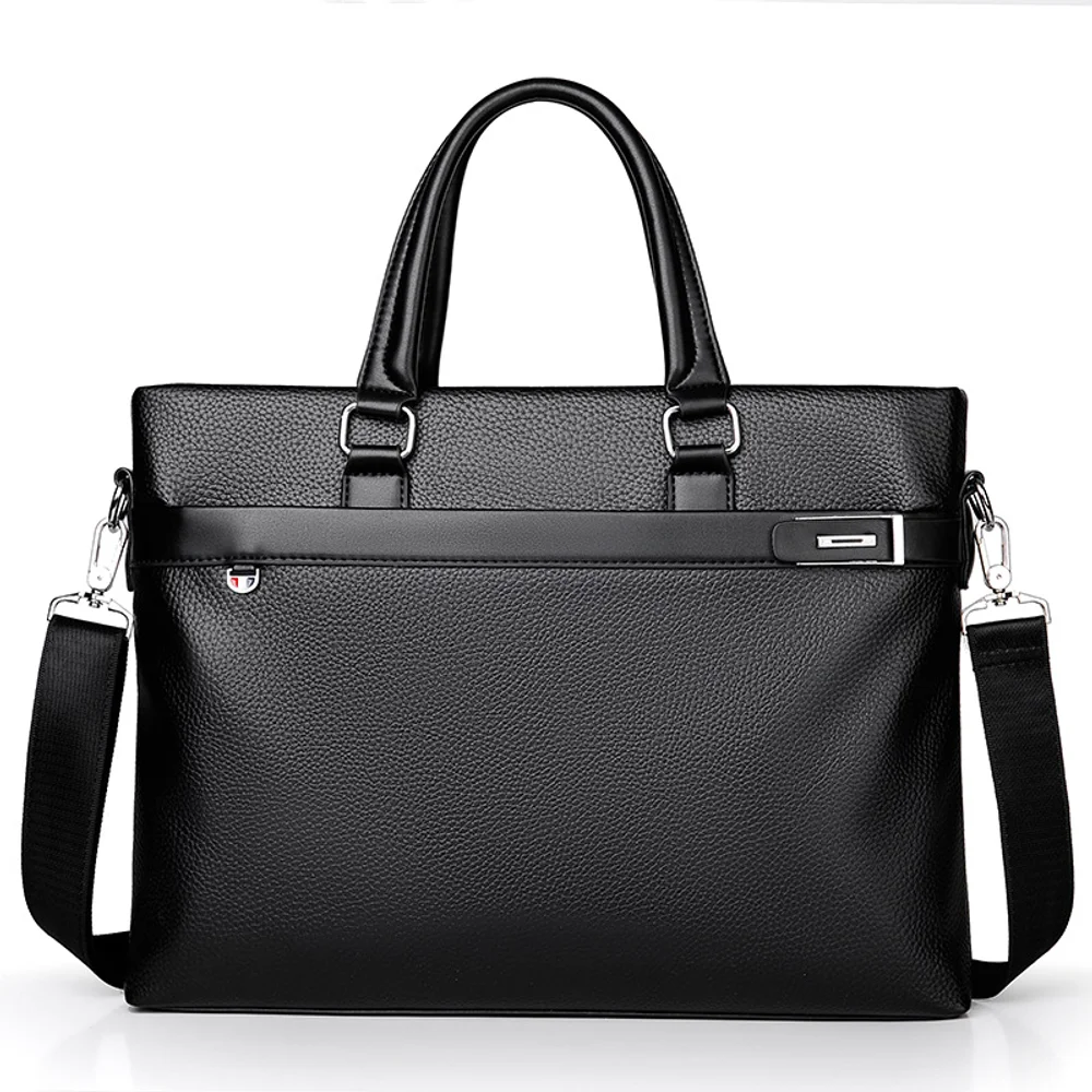 

Men's Pu Leather Business Briefcase, Large Capacity Laptop Bag With Shoulder Strap, For Office/travel, Fits 14" Laptop