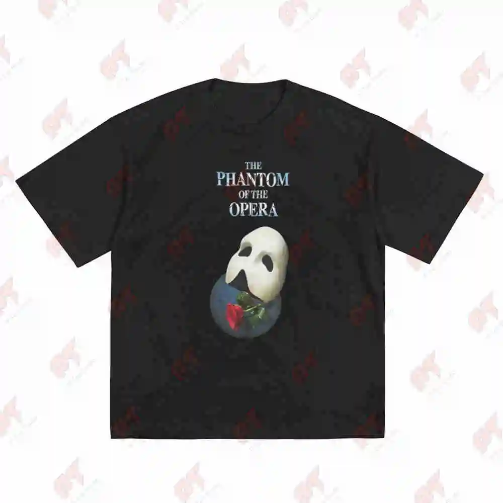 Phantom Of The Opera Mask Red Rose Short Sleeve Tee 100% Cotton T-Shirt