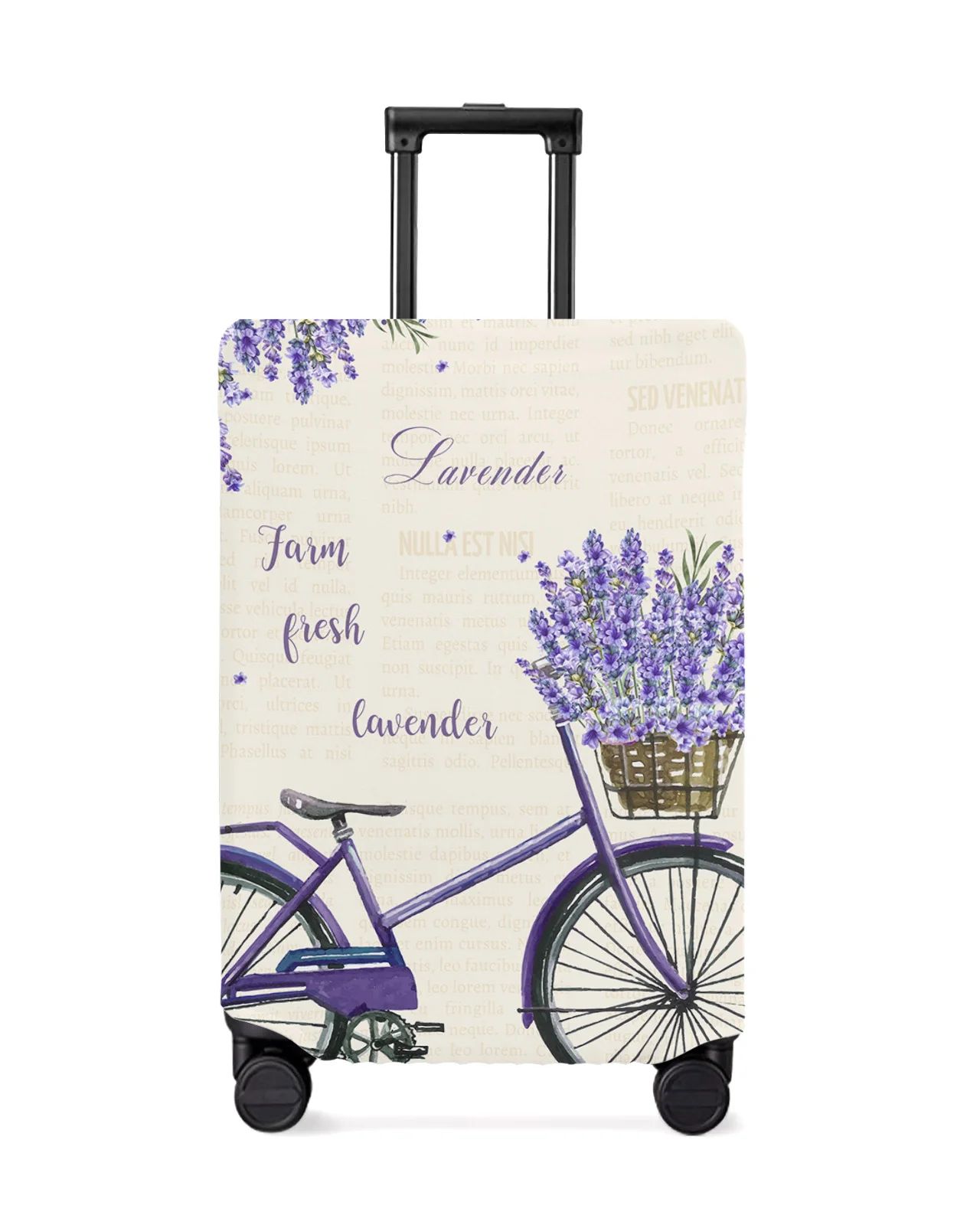 Farm Purple Fresh Flower Lavender Bicycle Luggage Protective Cover Travel Accessories Suitcase Elastic Dust Case Protect Sleeve