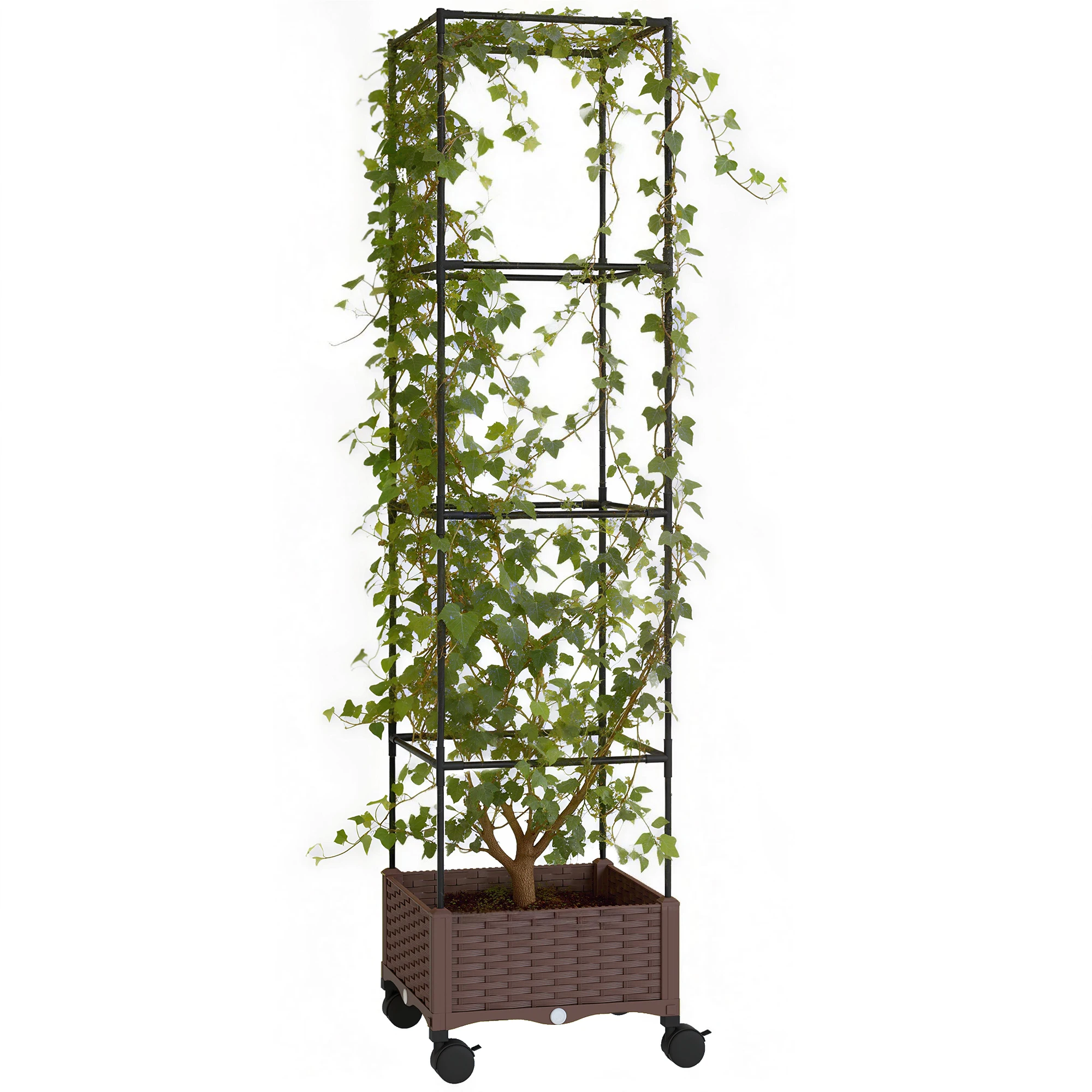 Outsunny plantenbak met pergola 40X40X165 cm Bruin