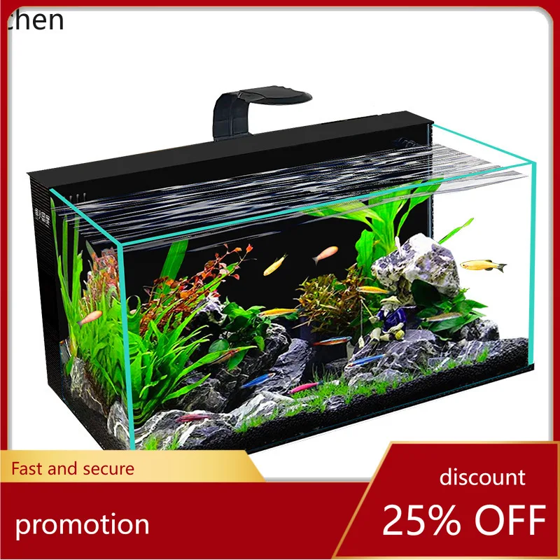 

YFY Fish Tank Silent No Water Change Aquarium Ultra-clear Glass Back Filter Fish Tank