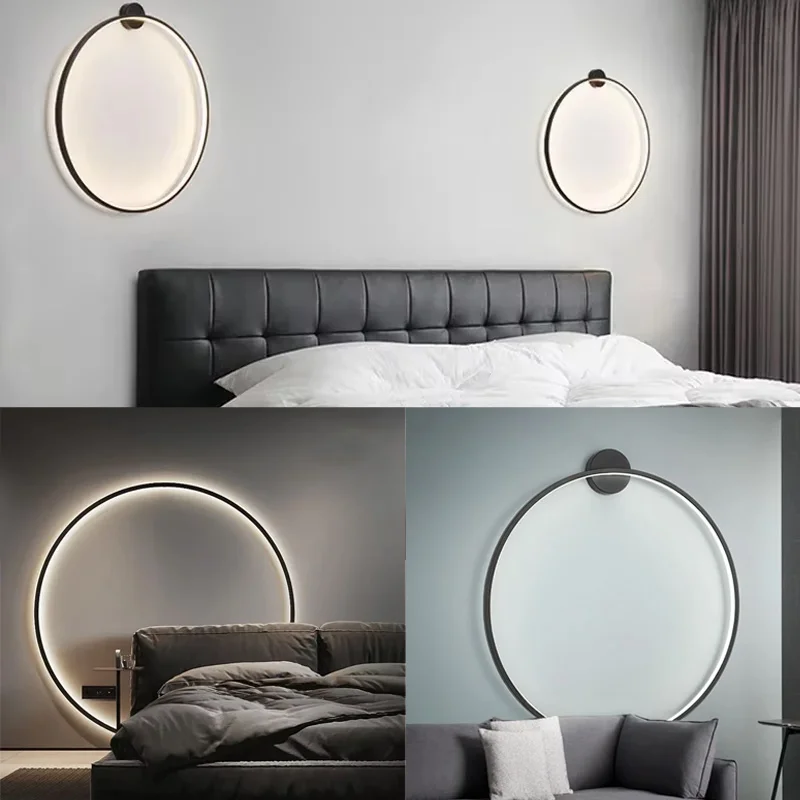 Nordic Modern LED Ring Wall Sconce for Living Room Bedroom Holiday Decor Indoor Lighting Fixture