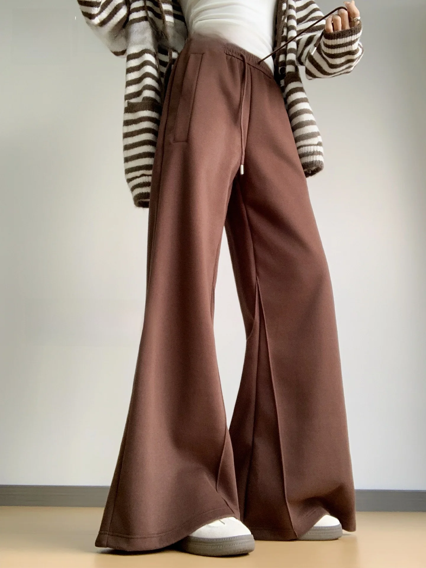 

Lady High Waist Bell Bot Pants Women's Casual American Sle Yoga Pants Autumn Winter Slimming Leisure Trousers