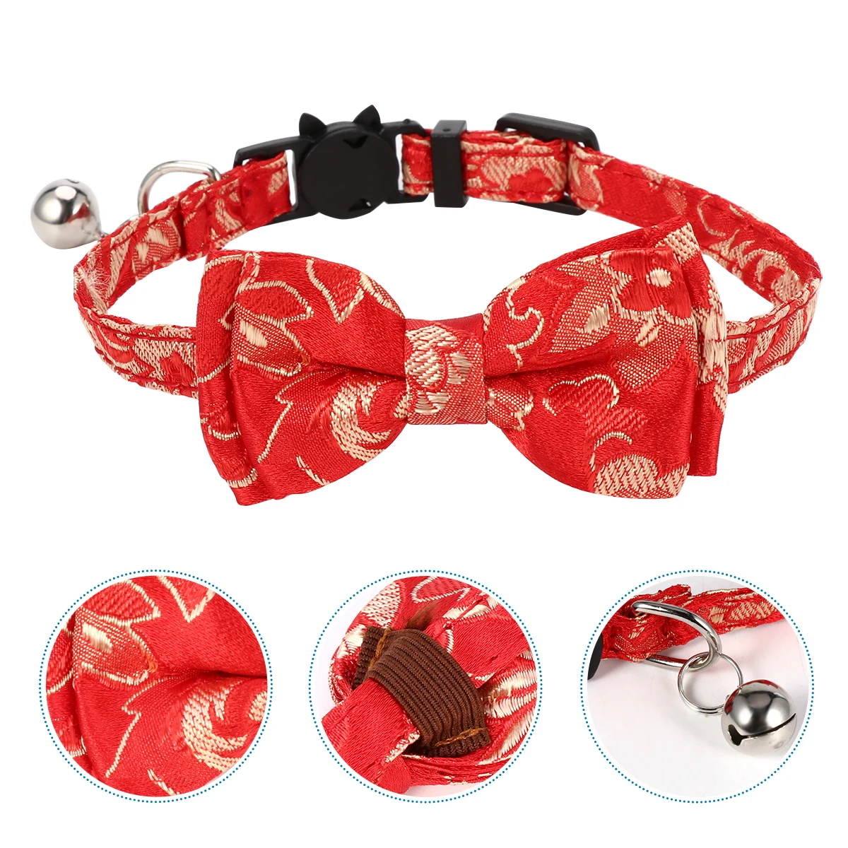 

1pc Cat Collar Pet Supplies Chinese Style Bell Neck Ring Adjustable Fabric Pet Collar For Cats Neck Chain Comfortable