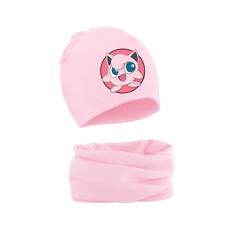 Pikachu Winter Hat Pokemon Shield SET Candy Color Soft Woolen Cap Collar Suit Baby Winter Warm Cold-proof Wool Children Present