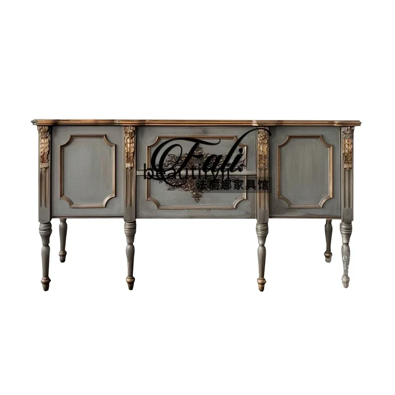 

European and American French retro solid wood porch cabinet European carved luxury dining side decorative cabinet