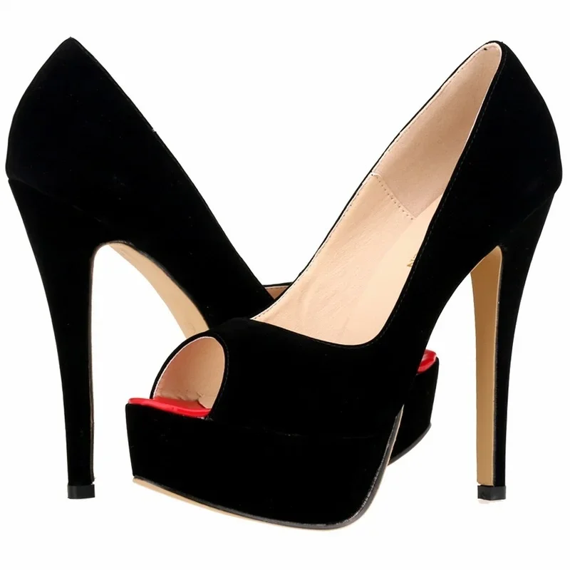 Escarpins Femme Talon Aiguille 14 Cm + Plateforme 4 Cm - Sangle Cheville - Chaussures Mariage Soirée Club