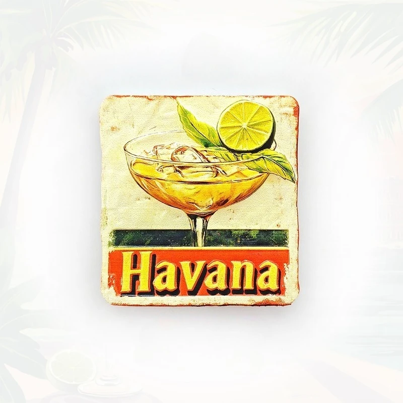 Havana Cocktail Fridge Magnet - 3D Cuban Souvenir Mojito & Daiquiri Decor Unique Caribbean Gift with Strong Magnet