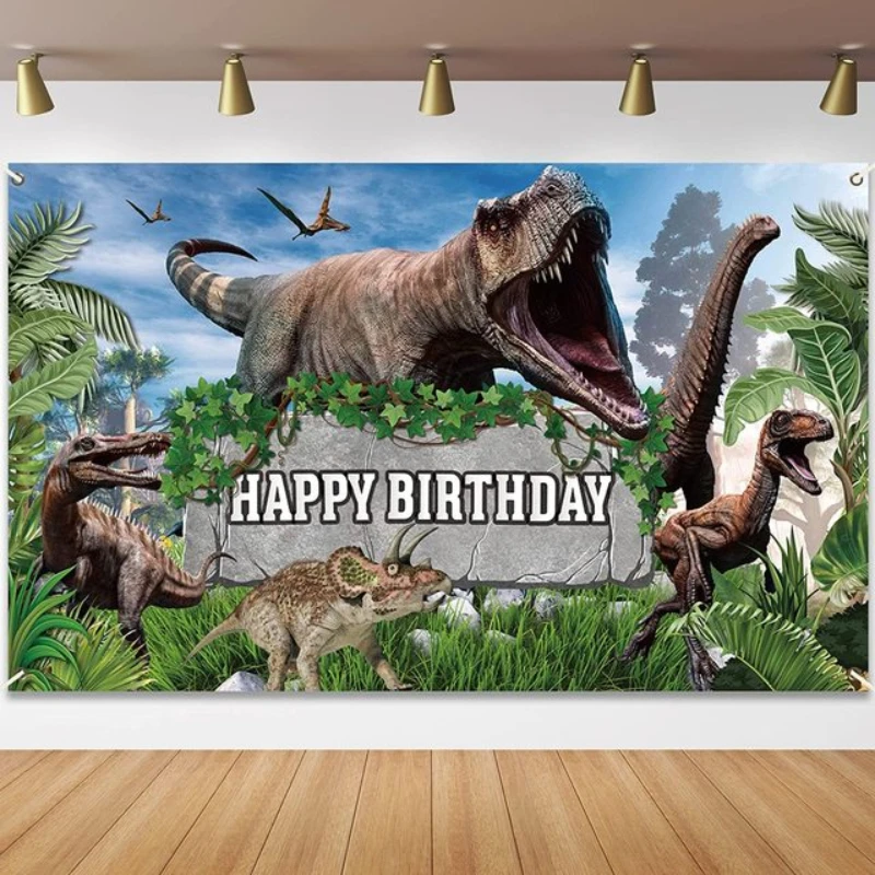 Vaisselle jetable thème dinosaures Jurassic World, décoration de fête d'anniversaire pour garçon, dinosaure Safari de la Jungle