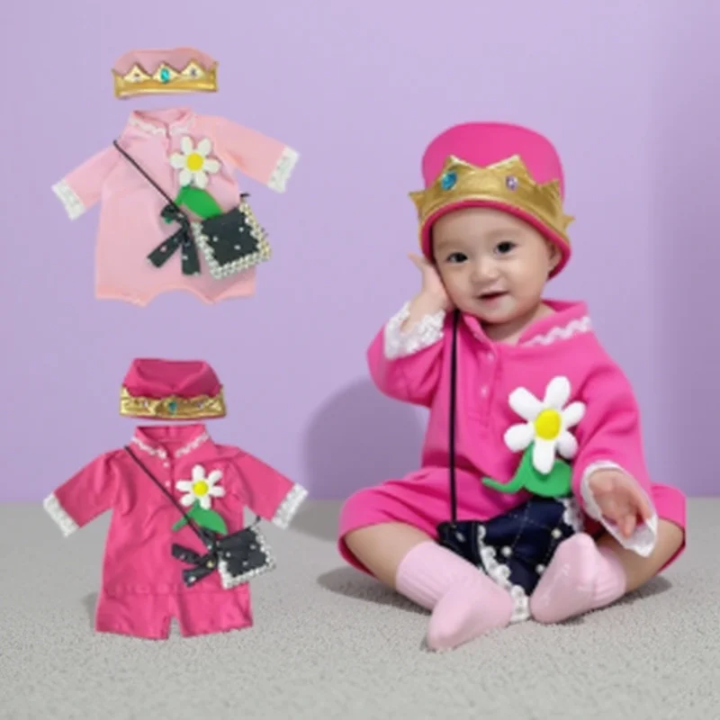 

Детский комбинезон 2025 года, корейский милый мультяшный GD, одежда для вокального концерта, боди с кружевными рукавами, хлопковый праздничный костюм для девочек, наряд для младенцев