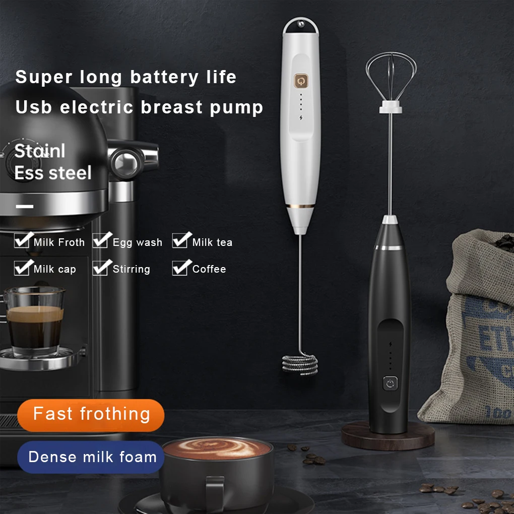 Egg Beater Milk Frother Electric Mixer Automatic Coffee Blender Multipurpose USB Charging Kitchen Gadget Black