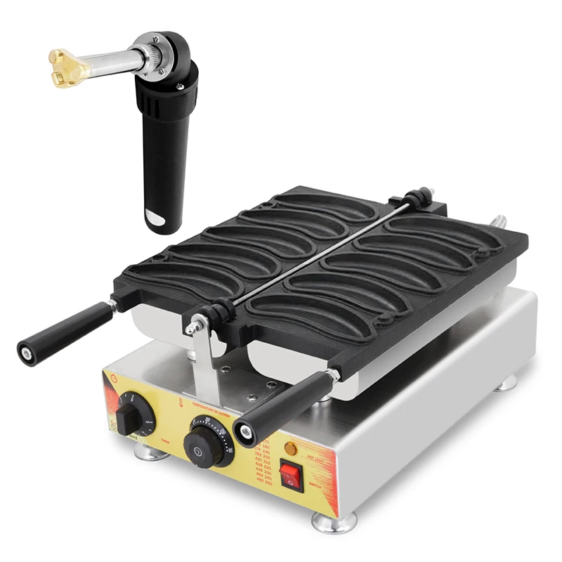 الاستخدام التجاري 5 قطعة شكل الموز صانع الوافل عصا الحديد آلة الخبز ابتسامة الموز الهراء شواء بيكر الهراء وجبات خفيفة المعدات