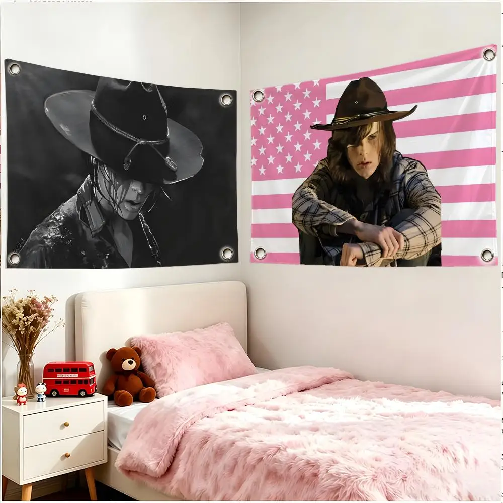 Series Character The Walking Dead Carl Grimes Flags Borderless Four Ring Ornament Indoor Outdoor Decoration Quick Hang Install