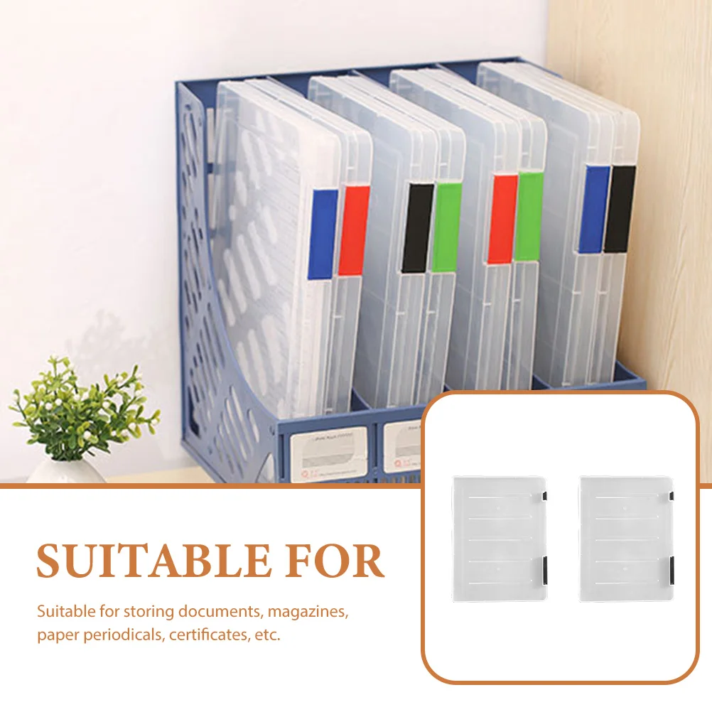 Caja de almacenamiento de archivos, soporte de archivos de plástico, carpeta expandible, documentos escalables, protectores de revistas, contenedor de papeles, 2 uds.