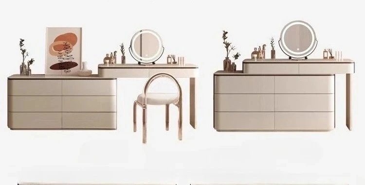 

Milk white dresser storage chest integrated bedroom wabi-sandy wind simple end of bed retractable makeup table solid wood