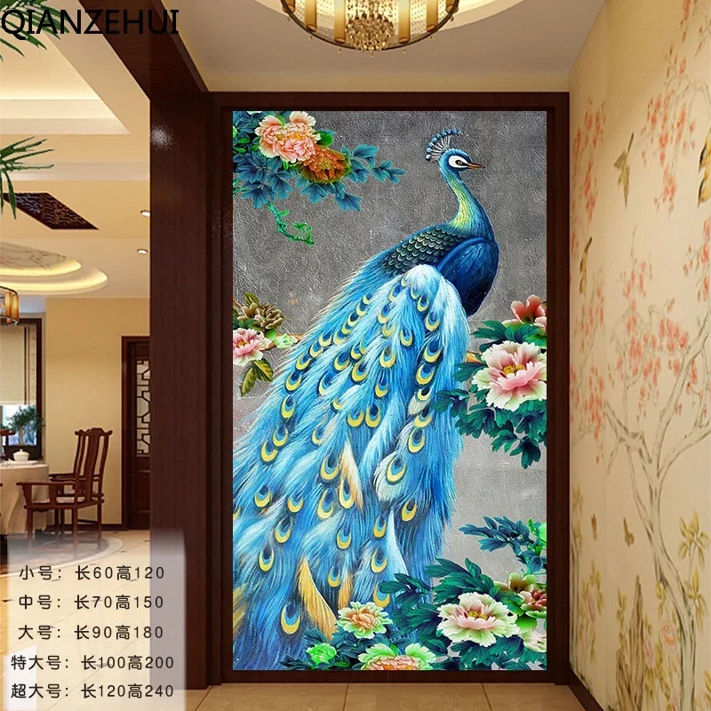 

DIY full Diamond Embroidery,Round Diamond Peacock Vase Love Living room decoration rhinestone beads Diamond painting