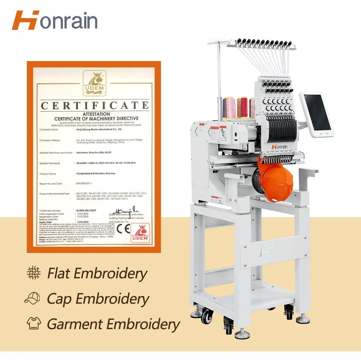 Single Head Machine High Speed Automatic Flat/garment/cap 9/12 Needle Computerized Sewing Fast Shipping Embroidery Machine