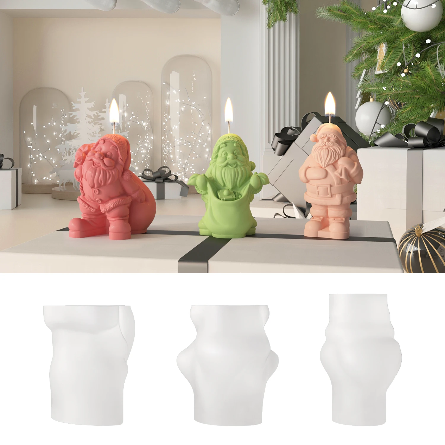 LZ025 DIY Santa Claus Molds Silicone 3D Gift Giving Father Christmas Aromatherapy Candle Plaster Mold Making Crafts