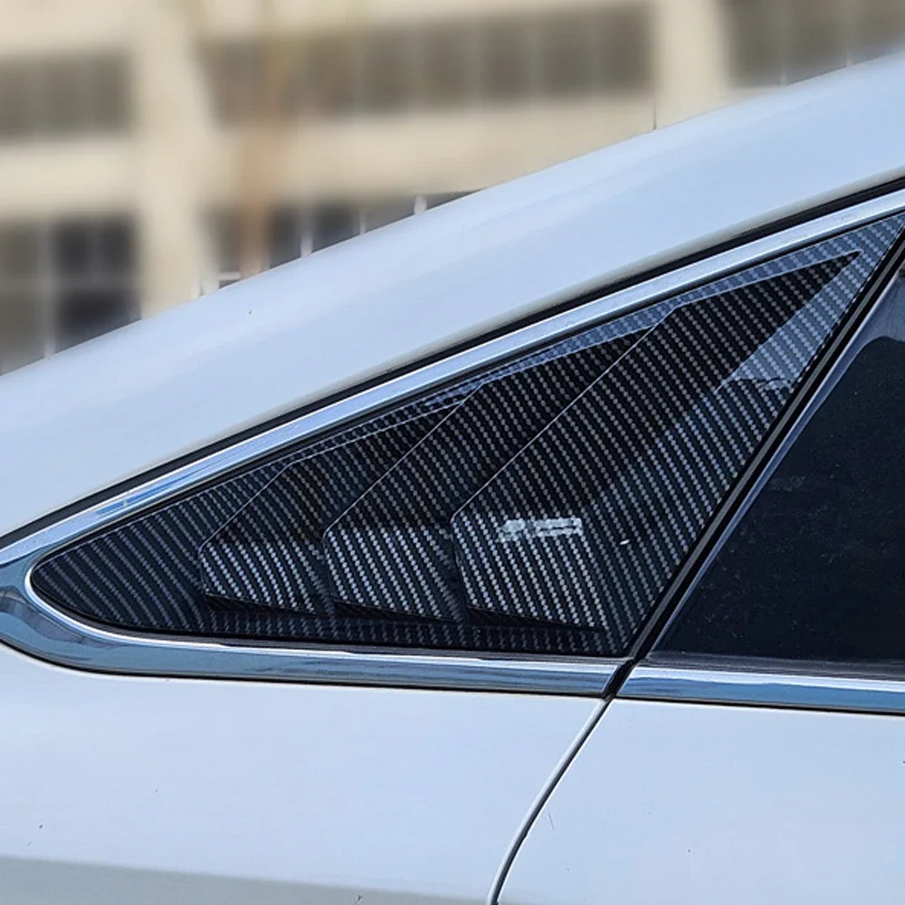 For Hyundai Sonata 9th 2015-2019 Car Rear Louver Window Side Shutter Cover Trim Sticker Vent Scoop Blind Shades ABS Carbon Fiber