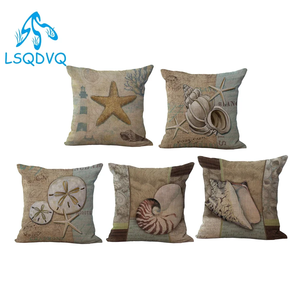 Decorative Throw Pillow Case Square Vintage Style Shell Retro Cushion Cover Capa De Almofadas Decoration For Sofa Home Car