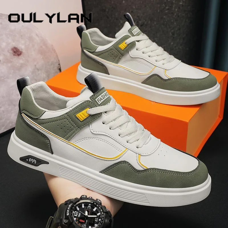 

Oulylan Male Casual Breathable Canvas Shoes Outdoor Sports Lace Up Board Footwear Fashion Color Blocking Antiskid Sneakers