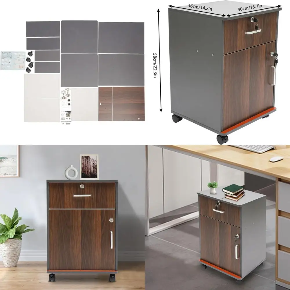 

Modern Vertical 1-Drawer Metal Filing Cabinet with Lock, Compact Rolling File Cabinet for Home Office Under Desk Storage.