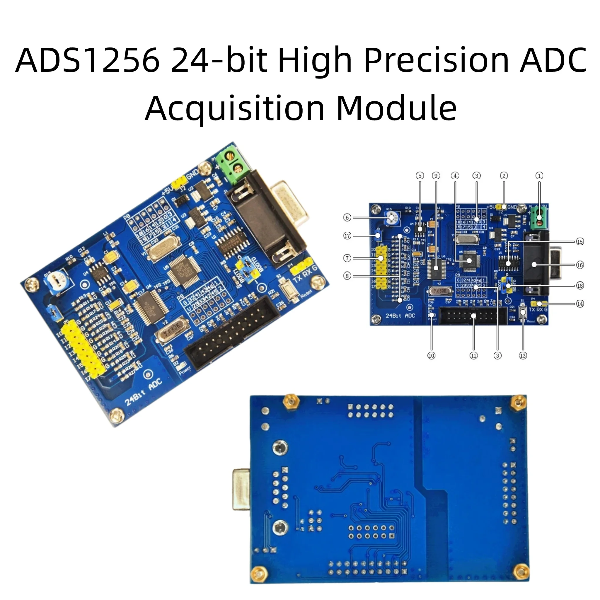 ADS1256 24-bit High Precision ADC Data Acquisition Module STM32F103C8T6 AD Converter Board