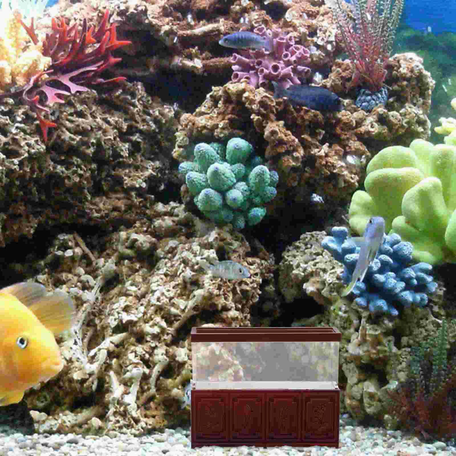 Mini Fish Tank Desk Decor Miniature Model Scenery Simulation House Dollhouses