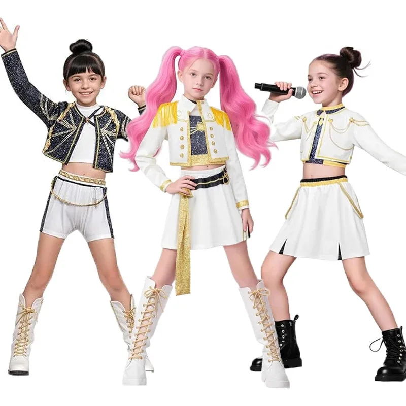 L2025l جديد للأطفال K-Pop شيطان الصيادين زوي رومي ميرا فستان مُصمم حسب الطلب الظاهري المعبود فيلم تأثيري للفتيات الاطفال هالوين كرنفال Co