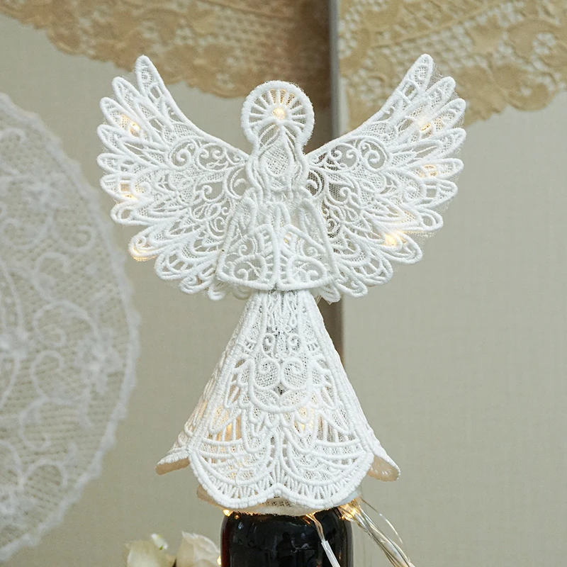 

Angel Christmas Tree Topper, Elegant Decoration, Beautiful 3D Lace, Sparkling Lace, Embroidered Lace