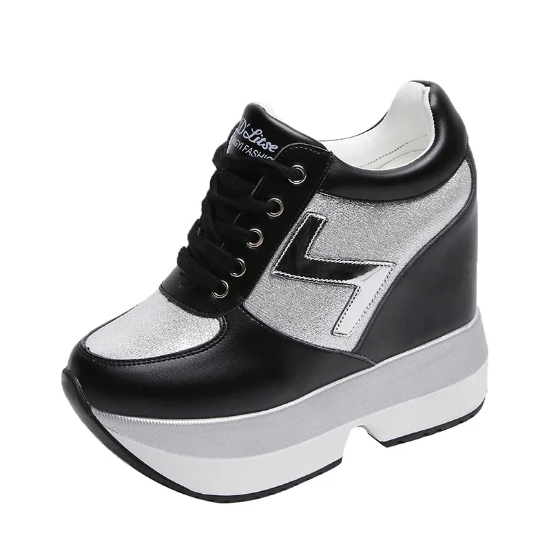 Heißer Herbst Frauen Hohe Plattform Schuhe Höhe Zunehmende Casual Schuhe 10CM Dicke Sohle Trainer Atmungsaktive Schuhe Frauen Turnschuhe