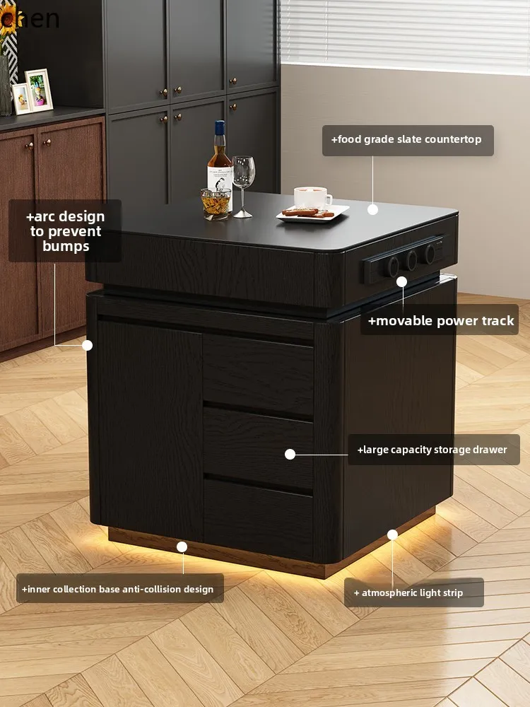 

QZT Sideboard Single Cabinet Home Use Rock Slab Sideboard Movable Freestanding Narrow Island Table