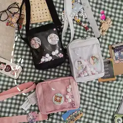 Borsa per il dolore quadrata piccola trasparente giapponese borsa diagonale ita borsa per bambini in tela portatile a una spalla borsa casual moda selvaggia