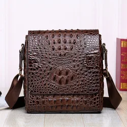 2023 New Alligator Cow Genuine Leather Men Crossbody Bag Casual Business Leather Men's Messenger Vintage Shoulder Handbags Bags