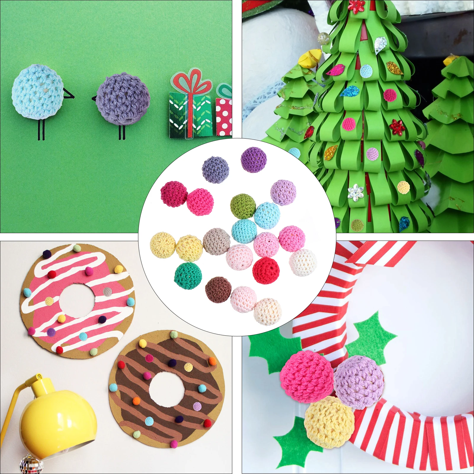 

20Pcs Christmas Knitted Balls Pendant Hanging Decoration Party DIY Ornaments Festive Home Office Christmas Hanging Decor