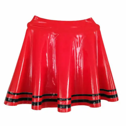 

100% Latex Gummi Rubber Cosplay Red Skirt Sexy Short Dress 0.4mm S-XXL Christmas