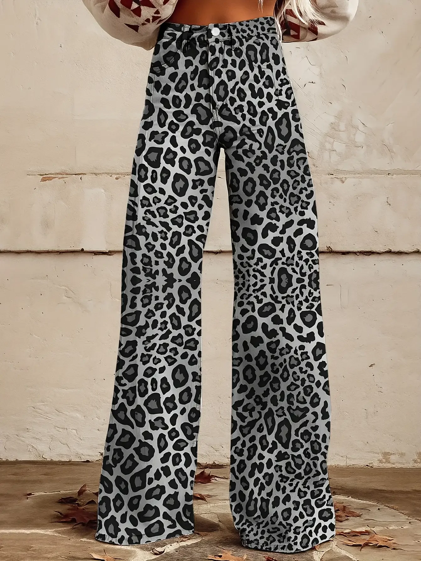 

Women's fashionable and casual wide leg jeans, washed and stretchy, versatile wide leg pants, versatile and simple new pants.